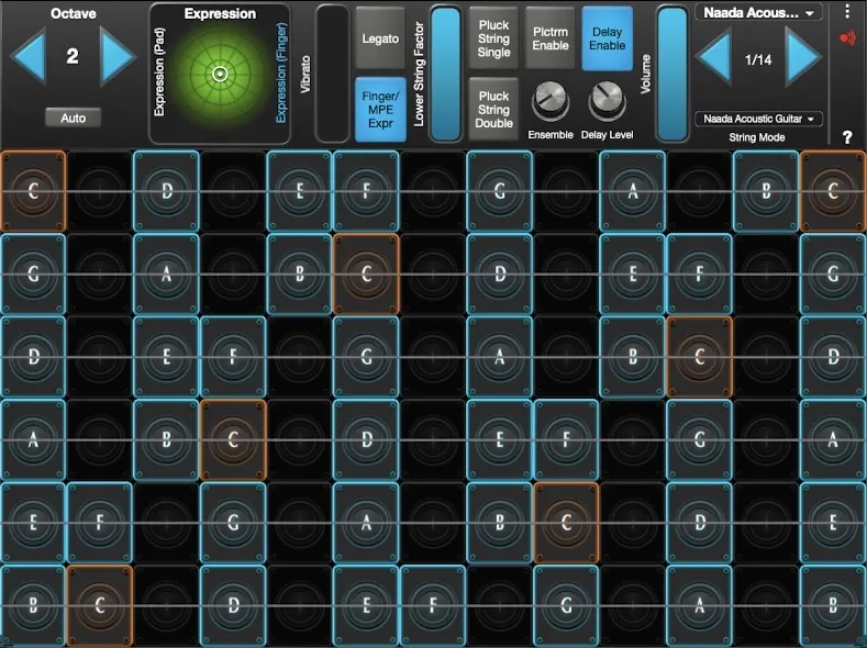 Naada Acoustic Guitar interface in GeoShred Studio