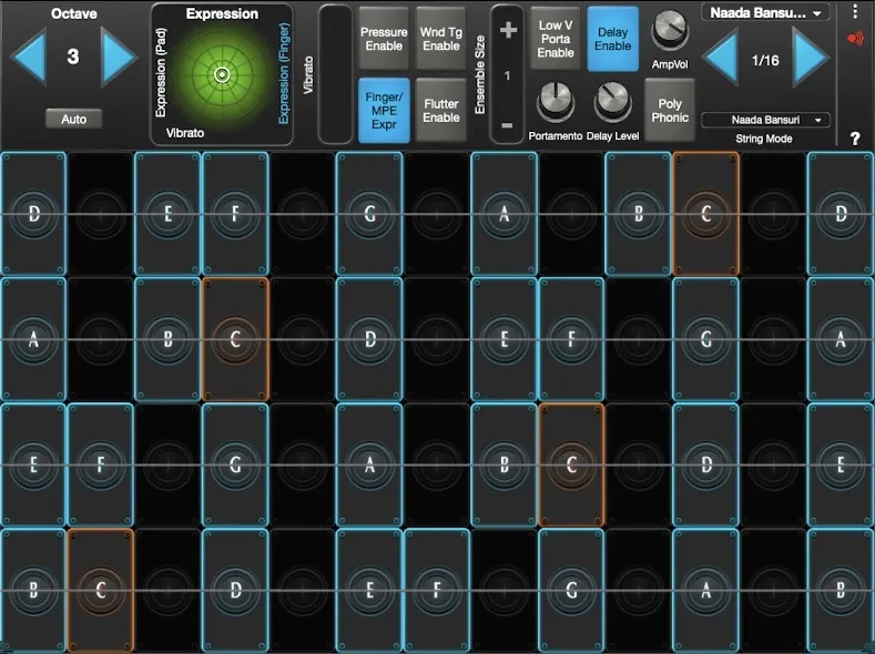 Naada Bansuri interface in GeoShred Studio