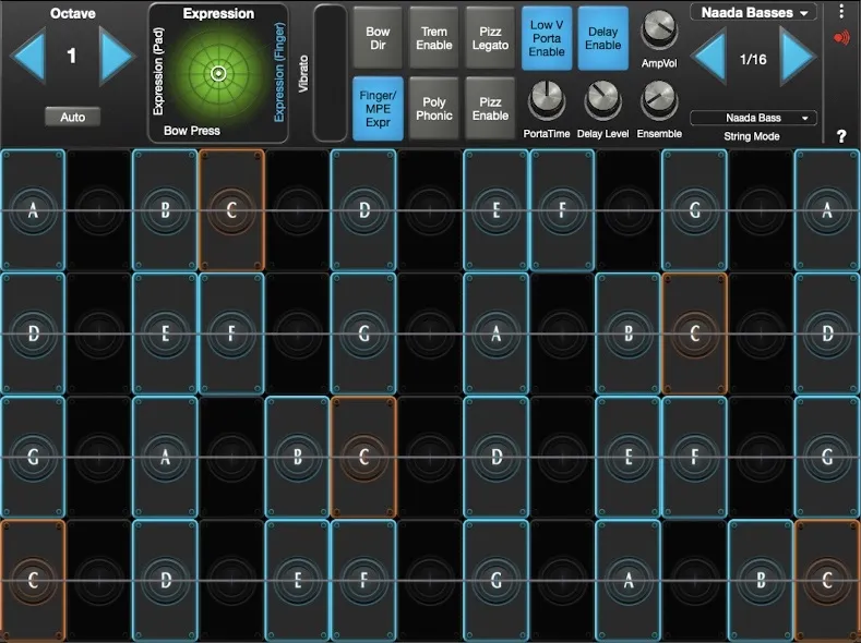 Naada Bass interface in GeoShred Studio