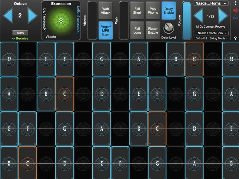Naada French Horn interface in GeoShred Studio