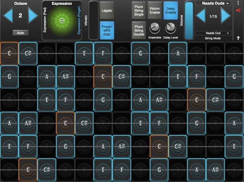 Naada Oud interface in GeoShred Studio