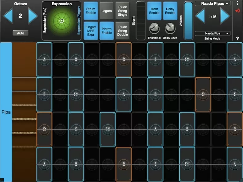 Naada Pipa interface in GeoShred Studio