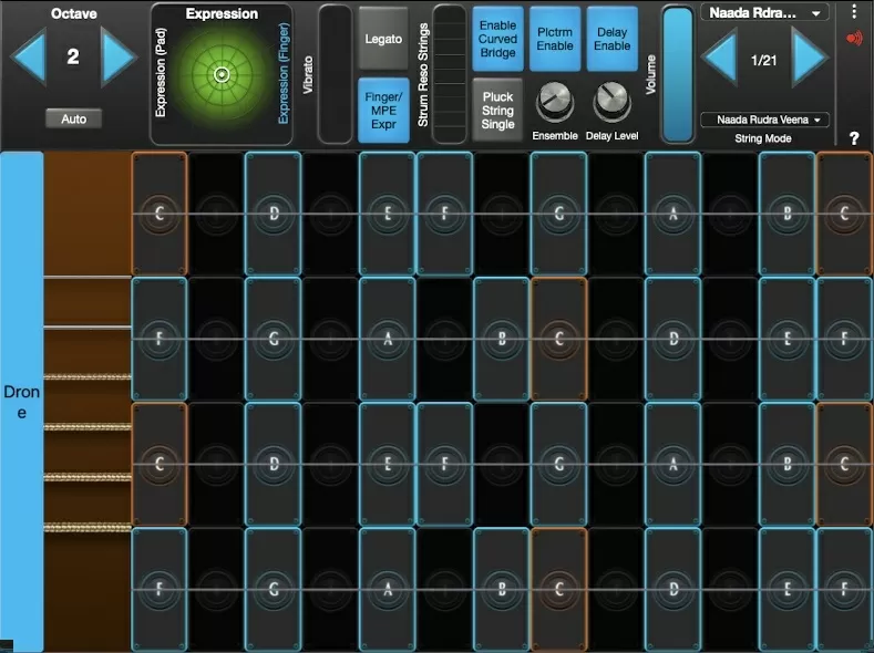 Naada Rudra Veena interface in GeoShred Studio