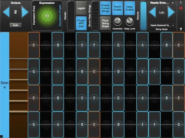 Naada Saraswati Veena interface in GeoShred Studio