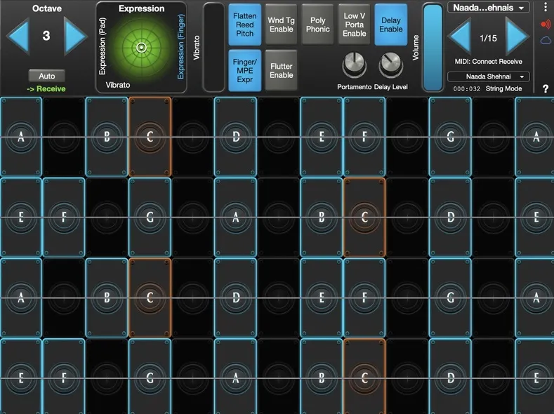 Naada Shehnai interface in GeoShred Studio