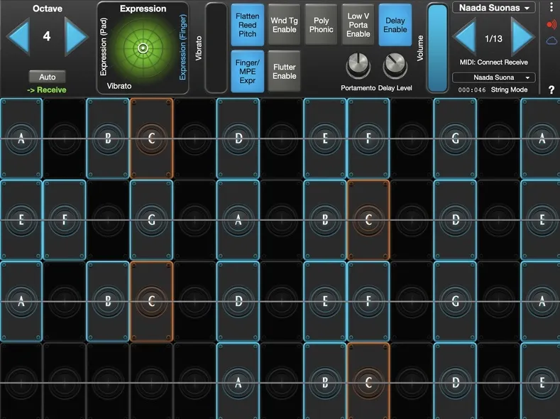 Naada Suona interface in GeoShred Studio