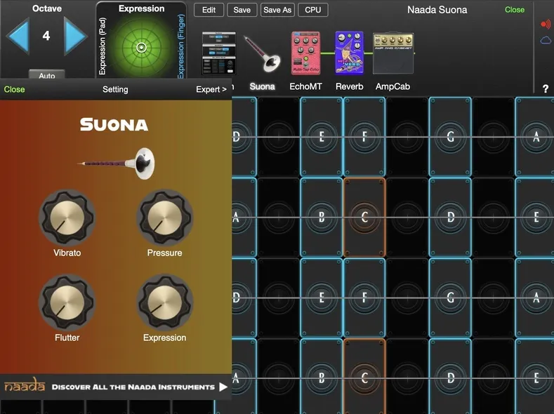 Naada Suona controls in GeoShred Studio